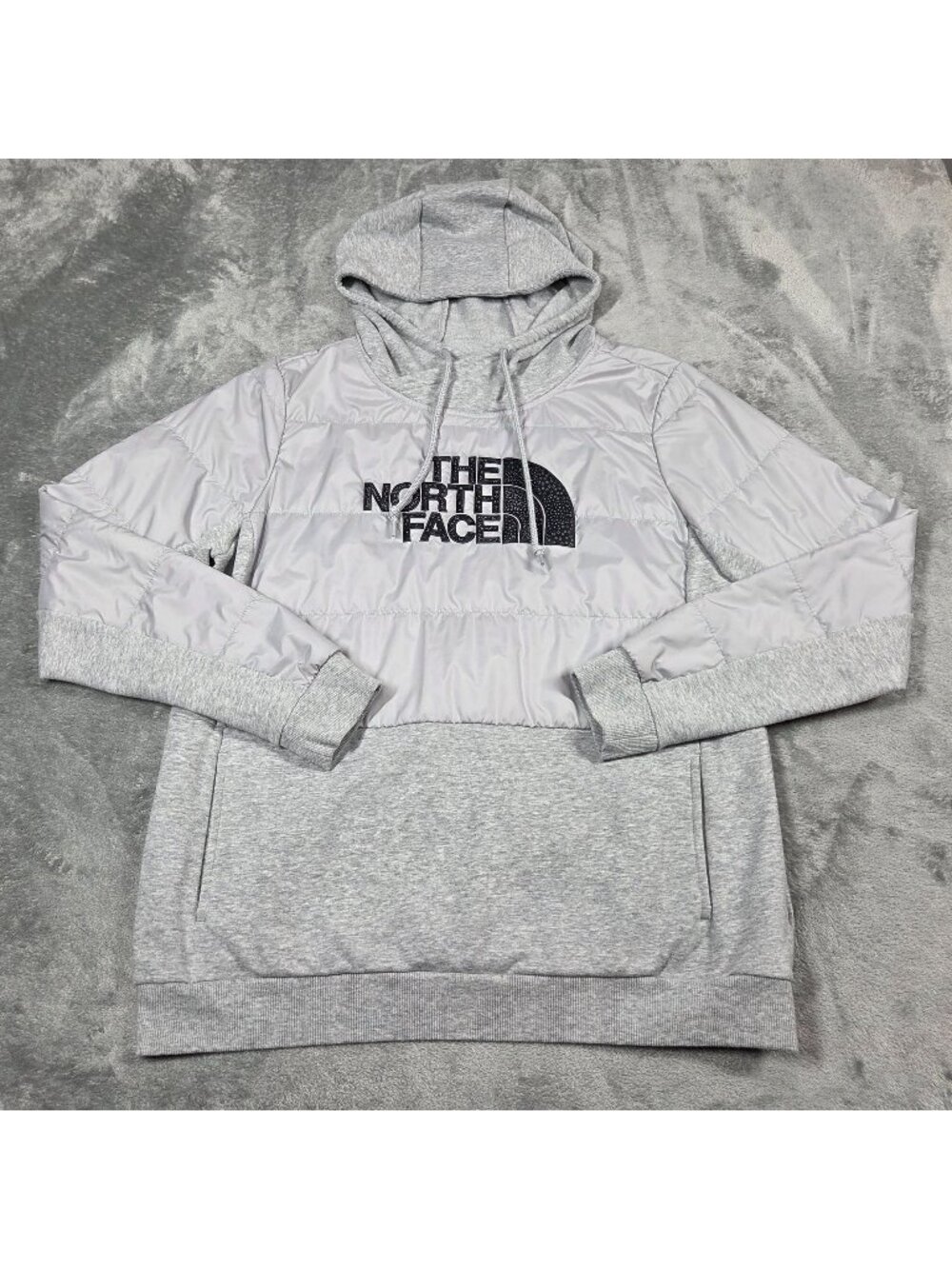 North Face Jacket Womens Large Gray Primaloft Pullover Sweatshirt Hoodie